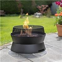 Large Black Fire Pit Outdoor Garden Log Burner Heavy Duty Round Wood Burner BBQ