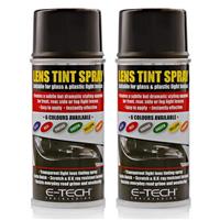 2x E-Tech Smoke Black Lens Tint Spray Cans Car Glass Plastic Light Lamp 150ml+CP