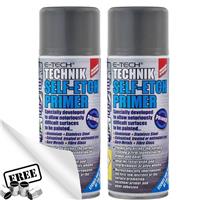 2x E-Tech Technik Self Etch Primer Spray Paint for Metal Alloy Wheels 400ML + CP