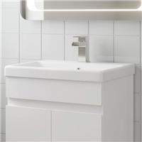 Bathroom Basin Sink 520mm Ceramic 1 Tap Hole White Gloss Recessed BASIN ONLY