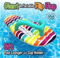 LARGE INFLATABLE FLIP FLOP Giant Swimming Pool Sun Beach Lilo Lounger Air Bed UK
