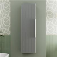 1200mm Wall Hung Tall Bathroom Storage Cabinet Cupboard Matt Grey Fluted