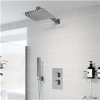 Thermostatic Concealed Square Shower Wall Mounted Handset Shower Head Chrome