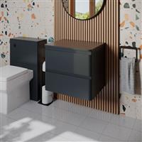 600mm Bathroom Countertop Vanity Unit Basin Wall Hung Floorstanding Anthracite