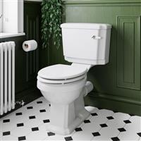 Traditional Close Coupled Toilet WC Soft Close Seat White Ceramic Bathroom