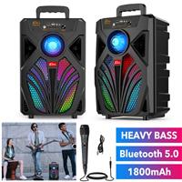Ultra Bass 8 Wireless Portable Subwoofer Party Bluetooth Speaker w/ Microphone