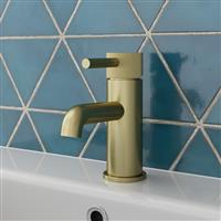 Fluted Basin Sink Mixer Tap Bathroom Mono Round Single Lever Brushed Brass