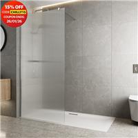 Walk In Wet Room Shower Screen Frameless 8mm Fluted Glass Polished Chrome 1200mm
