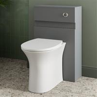 Bathroom Back To Wall BTW Toilet Unit Rimless Pan Seat Cistern Matt Grey Fluted