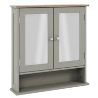 Priano Bathroom 2 Door Wall Mount Mirror Cabinet Unit Strorage With Shelf Grey