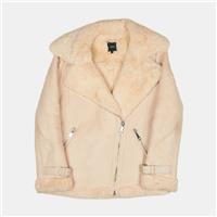 Next Faux Fur Jacket / Size 8 / Womens / Beige / Polyester