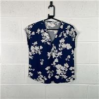 Poetry Blue Floral V-Neck Blouse / Size M / Womens / Blue / Acrylic
