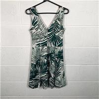 H&M Green Floral Fit & Flare Dress - Size M / Size M / Short / Womens / Gre...