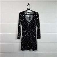 Pour Moi Fit & Flare Star Print Black Dress / Size 10 / Short / Womens / Bl...