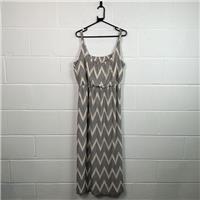 label!Be Chevron Maxi Dress Ivory & Black Sleeveless Casual / Size 20 / Lon...