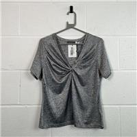 Mint Velvet Grey V-Neck Blouse - Medium / Size M / Womens / Grey / Polyester