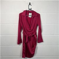 Boohoo Shirt Dress / Size 12 / Knee Length / Womens / Red / Polyester