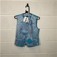 Robert Simon Blue Geometric Waistcoat - Size 34 / Size 34 / Mens / Blue / P...