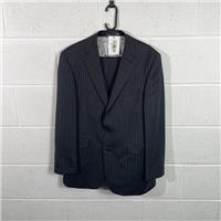 The Label Men's 2 Piece Wool Striped Suit / Size 40 / Mens / Black / Wool