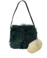 Burberry Small Knight Shoulder Bag Leather Shearling Green