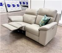 Furniture Village 'Pepino' 2 Seater Leather Power Recliner Torello Tortora NEW