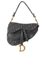 Christian Dior Medium Saddle Bag Shoulder Bag Canvas Grey