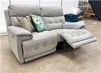 Furniture Village Brescia 2 Seater Sofa Light Grey Fabric Power Recliner NEW