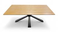 Furniture Village Hanoi Light Oak Veneer Top Fixed Dining Table Metal Base NEW