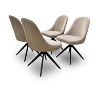 Furniture Village 'Jose' 4x Pebble Fabric Set 4 Swivel Dining Chairs RRP £1000
