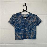 Topshop Cropped Blouse / Size M / Womens / Blue / Polyester