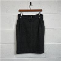 Jigsaw Grey Check Pencil Skirt / Size 10 / Knee Length / Womens / Grey - 10 Regular