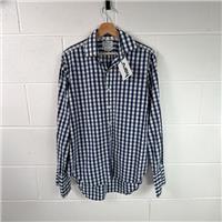T.M.Lewin Blue Check Button-Up Cotton Shirt 39 in Regular Fit / Size M / Me... - M Regular