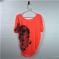 Bay Orange Zebra Graphic T-Shirt / Size L / Mens / Orange / Polyester