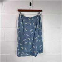 Jigsaw Women's Blue Floral Skirt / Size 6 / Midi / Womens / Blue / Linen Blend