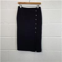 Linea Black Midi Pencil Skirt / Size 8 / Midi / Womens / Black / Polyester