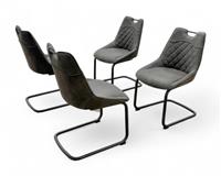 Furniture Village 'Warrior' Grey Fabric 4x Set Cantilever Dining Chairs RRP £700
