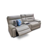 Furniture Village 'Cinemax' 3 Seater Power Recliner Headrests Leather Sand Sofa