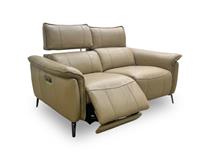 Furniture Village 'Jude' 2 Seater Power Recliner Headrest Barley Cat Leather NEW
