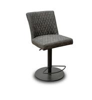 Furniture Village 'Earth' Bar Stool Swivel Grey Faux Leather Quilted Effect NEW