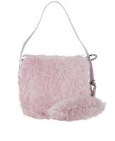 Burberry Small Knight Bag Crossbody Faux Fur Leather Pink Purple