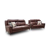 Furniture Village 'Panache' 3 + 2 Seater Sofa Set Chocolate Cat-60/08 Leather