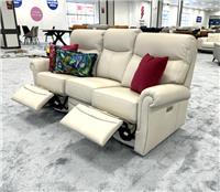 Furniture Village G Plan Avon 3 Seater Sofa Chalk Leather Power Recliner NEW