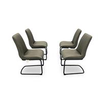 Furniture Village Bodahl Terra Grey Faux Leather Set x4 Fixed Dining Chair NEW