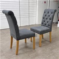 Furniture Village 'Hamilton' Charcoal Fabric Roll Back Button Back Dining Chairs
