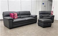 Furniture Village 'Cozee' 3 Seater Sofa + Armchair + Footstool Grey