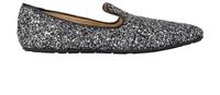 Jimmy Choo Jaida Glitter Flats Black Silver Leather Womens 8