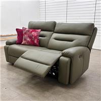 Furniture Village Cinemax 3 Seater Sofa Olive Leather Power Recliner Headrest