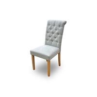 Furniture Village 'Hamilton' Sky Blue Fabric Roll Back Button Back Dining Chair