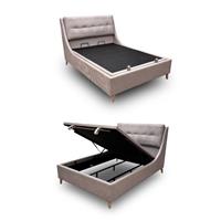 Furniture Village Javier Bed Frame Double Size Divan Smooth Stone Ottoman NEW