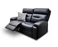 Furniture Village Cinemax 2 Seater Sofa Black Leather Power Recliner Headrest